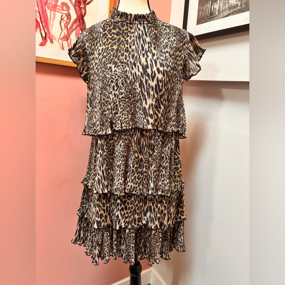 All Saints Leopard Print Backless Dress
